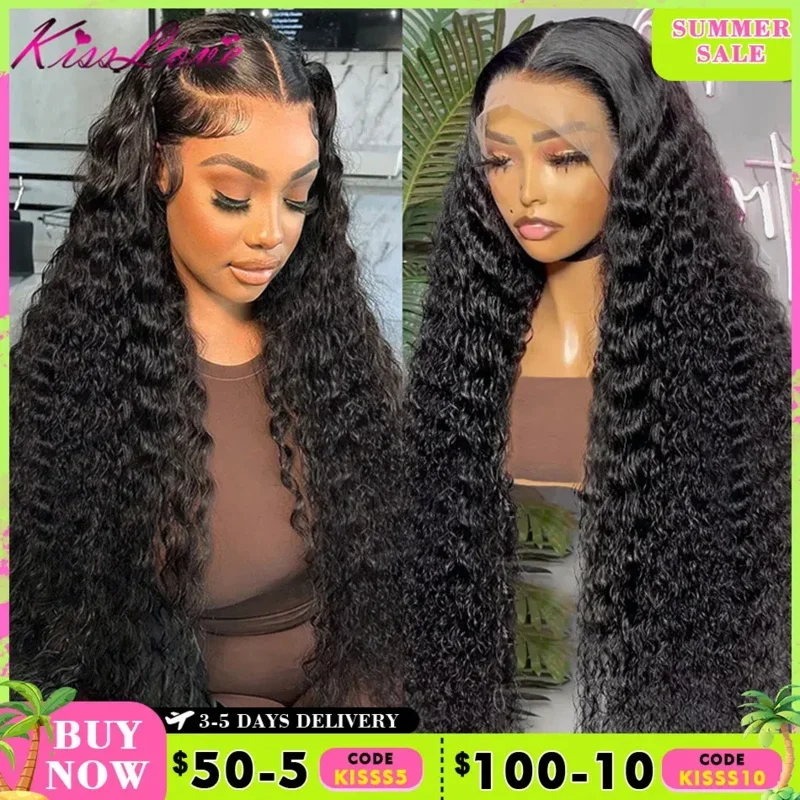 Deep Wave 13x6/13x4 HD Transparent Lace Front Human Hair Wigs 360 Lace Frontal Wig Cury Hair Glueless 5x5 HD Lace Closure Wigs T