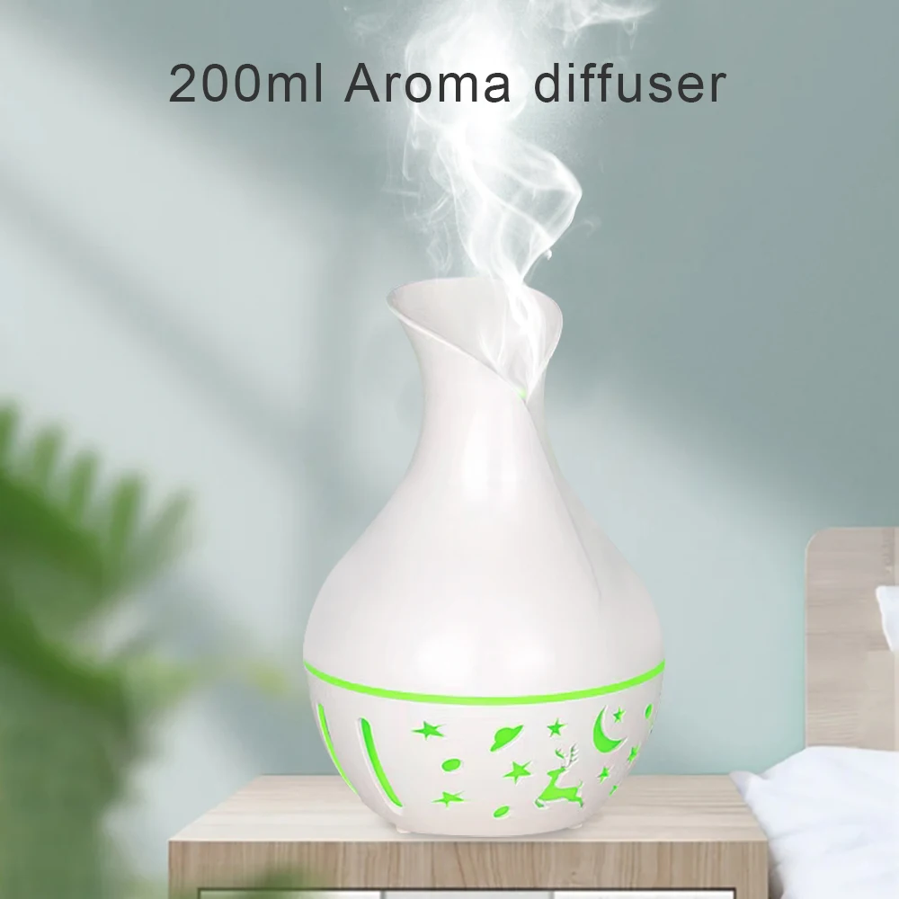 Mini humidificador USB, difusor de Aroma, humidificador de 7 colores LED, humidificador de aire ultrasónico de 200ml de capacidad, niebla fría para el hogar con dos b