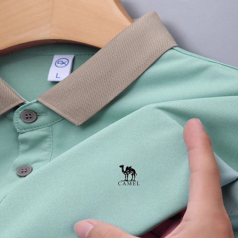 High quality Camel men's printed polo Shirt 2023 summer new high-end business casual lapel short sleeve T-shirt top S-4XL