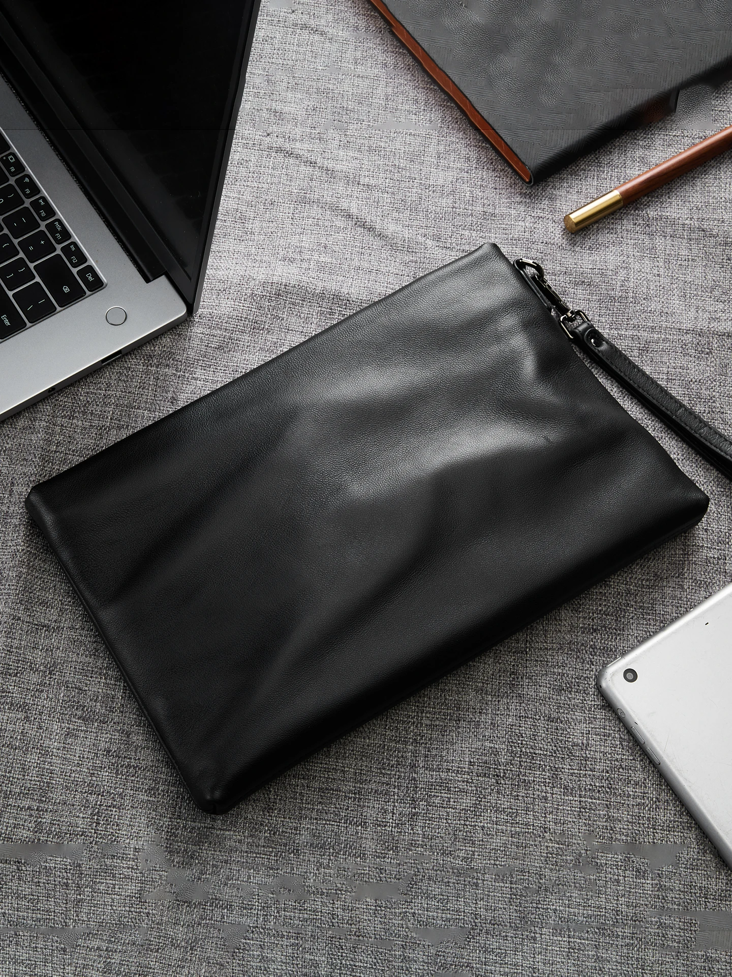 

Sle Genuine Leather Handbag for Men Top Layer eepskin Busin High End Mobile Phone Envelope Clutch Bag Trendy