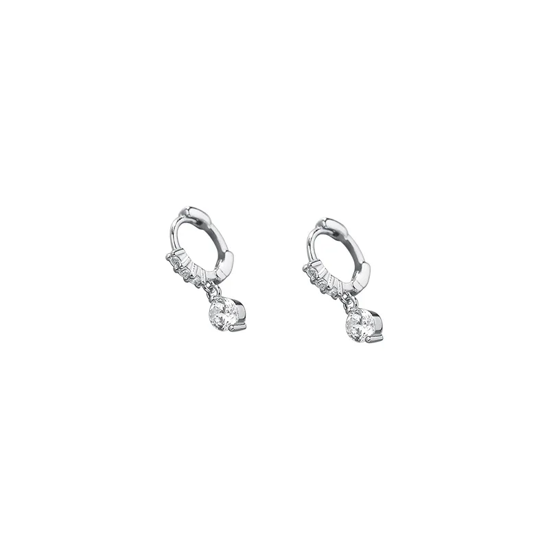 925 Sterling Silver Solitaire Zircon Geometric Stud Earrings for Women Simple Temperament Party Jewelry Gift