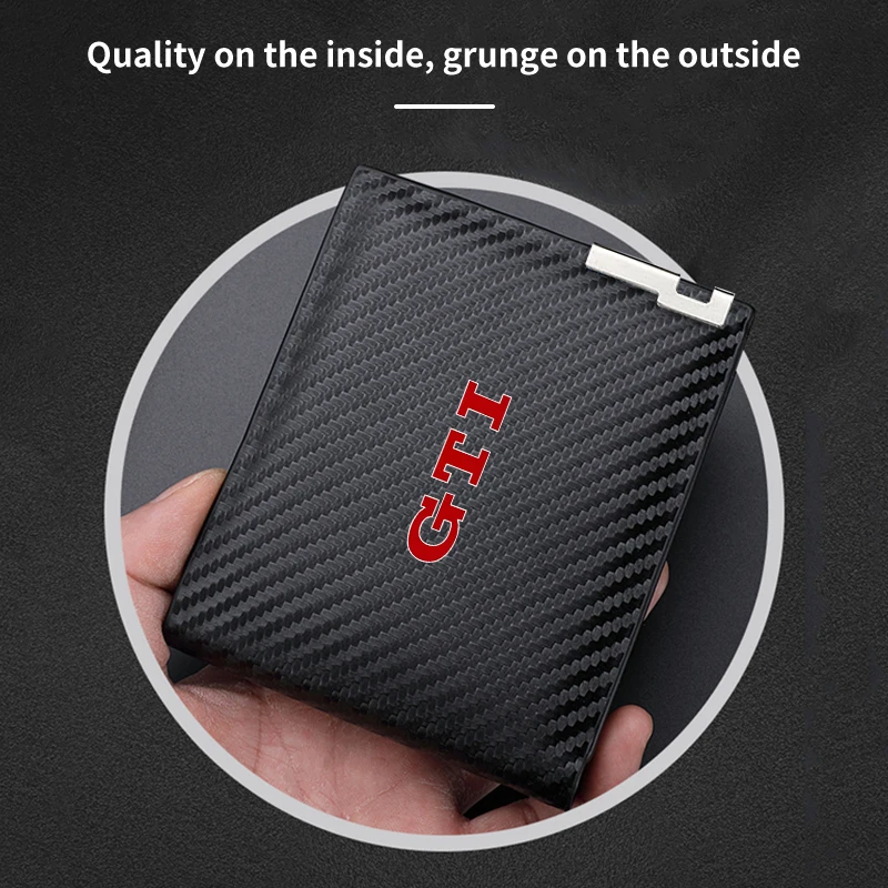 Carbon Fiber Men Wallet ID Credit Card Holder License Bag Gift Accessory For VW GTI Golf Jetta Passat Golf 5 7 Sagitar Magotan