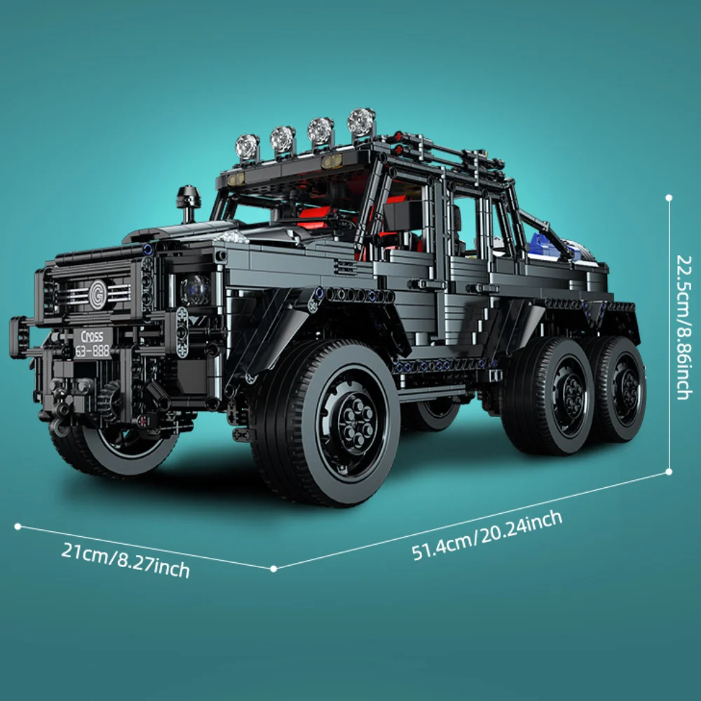 ToylinX 6x6 Off-Road Building Blocks Toy Car Technical Bricks Truck Simulation Model 1:8 Scale Adult Construction Vehicle Kits