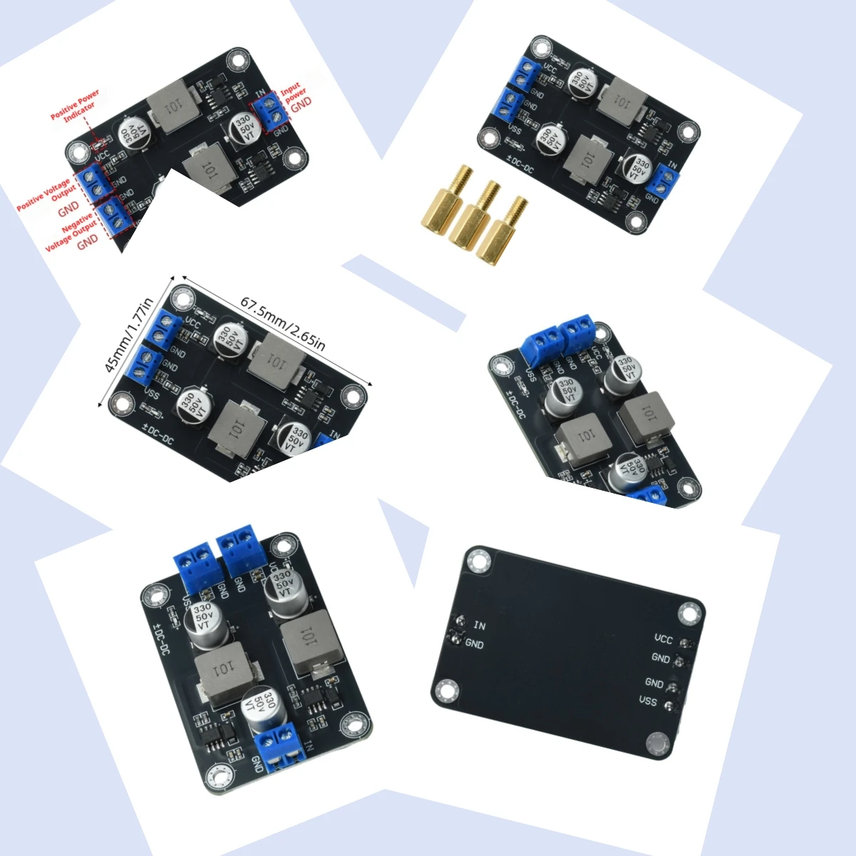 6-30V Input to ±5V Dual Output 1A Low Ripple 500KHz Module Overcurrent Thermal Protection TPS5430 DC-DC Step Down Power Module
