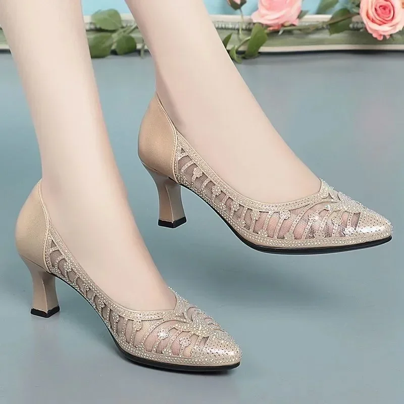 Women Classic Pointed Toe Golden Bridal Sexy Wedding Party High Heel Shoes Zapatos De Mujer Lady Casual Comfort Pumps E106f