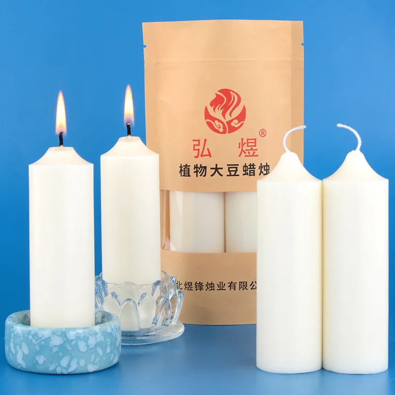 2pc 3.7x12cm Eco-friendly Smokeless Odorless Natural Pure Plant Lighting Candle, Thickened Indoor Power Outage Emergency Candle