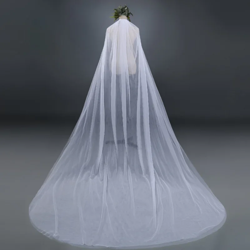 

2T Wedding Veil Long Soft Bridal Veils Two layer Ivory White Bride 3M Length