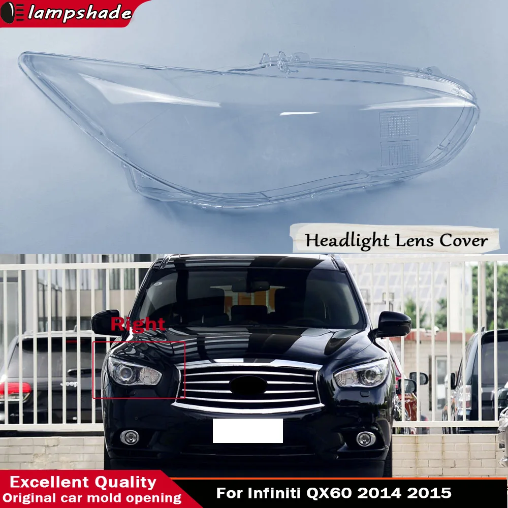 

For Infiniti QX60 2014 2015 Auto Car Transparent Lampshade Lamp Shell Front Car Glass Lens Case Headlamp Caps Headlight Cover