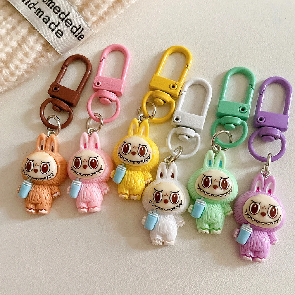 Cartoon Labubu Little Sheep Keychain Pendant Cute Labubu Water Cup Doll Bag Car Keyring Accessories Festival Gift Friends Women