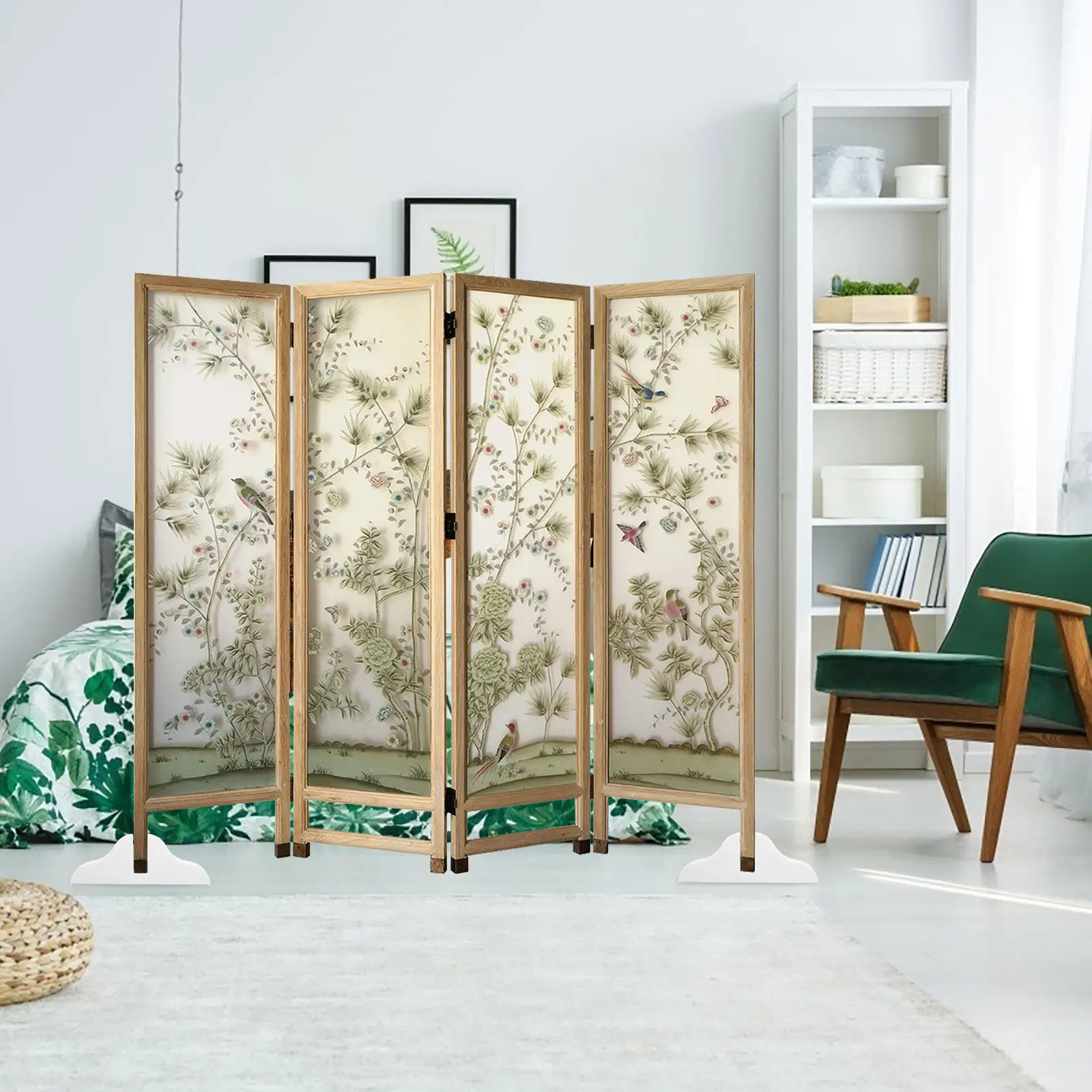 2Pcs Room Divider Stand Screen Support Base Folding Privacy Screen Holder Partition Panel for Office Home Room Divider Base