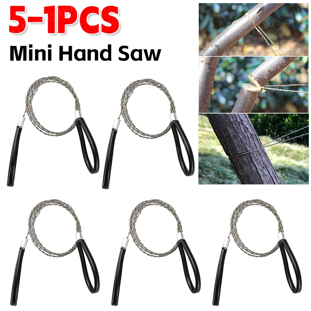 5-1PCS Portable Stainless Steel Wire Saw Suitable for Hiking Camping Hunting PVC Pipe Cable Saw Outdoor Manual Chain Saw