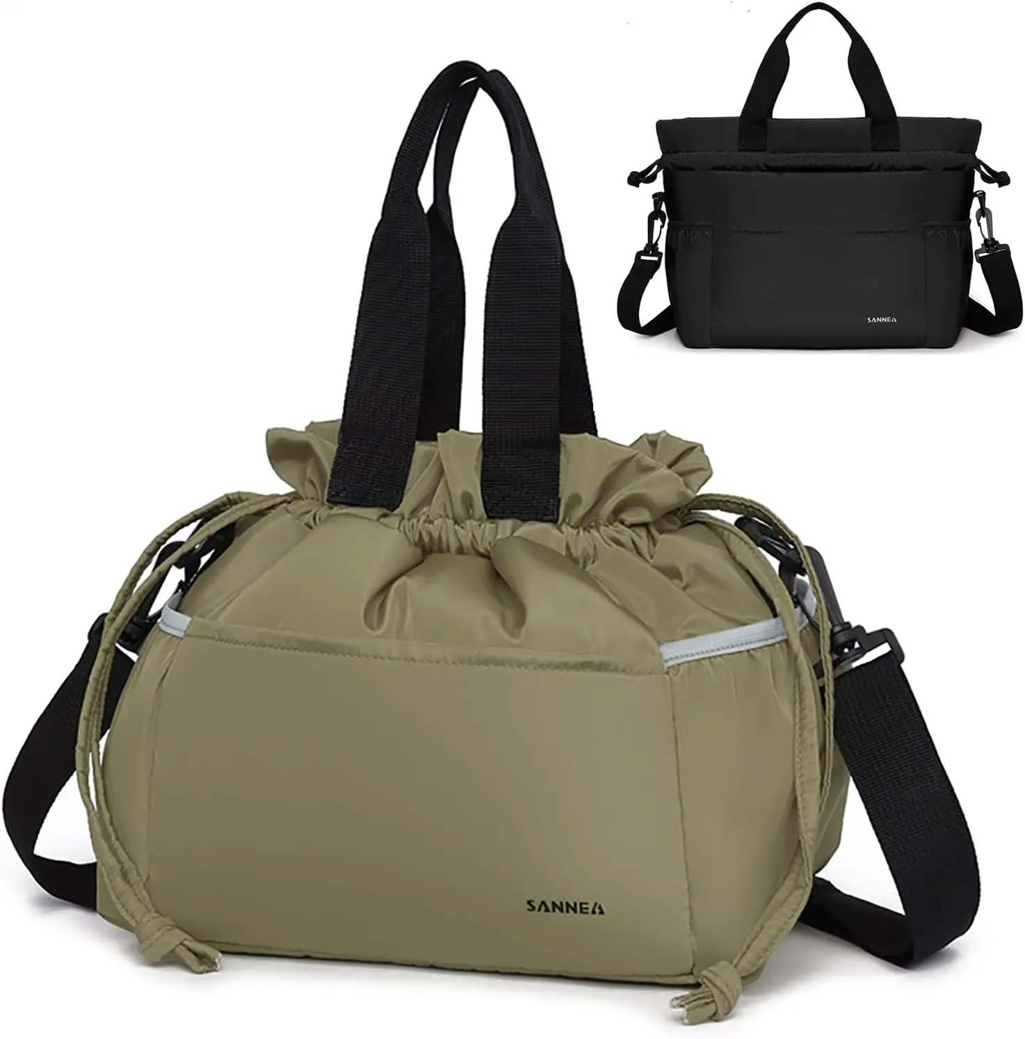 Drawstring Lunch Bag for Women Insulated Lunch Bag for Work Reusable Large Cinch Closure Picnic Cooler Tote Bags (Green)