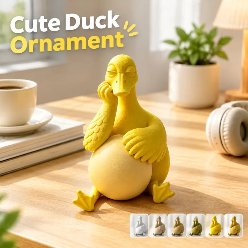 Bored Duck Resin Figurine Nordic Ins Style Healing Craft Easter Halloween Desktop Ornament Home Table Decor Artwork Supply