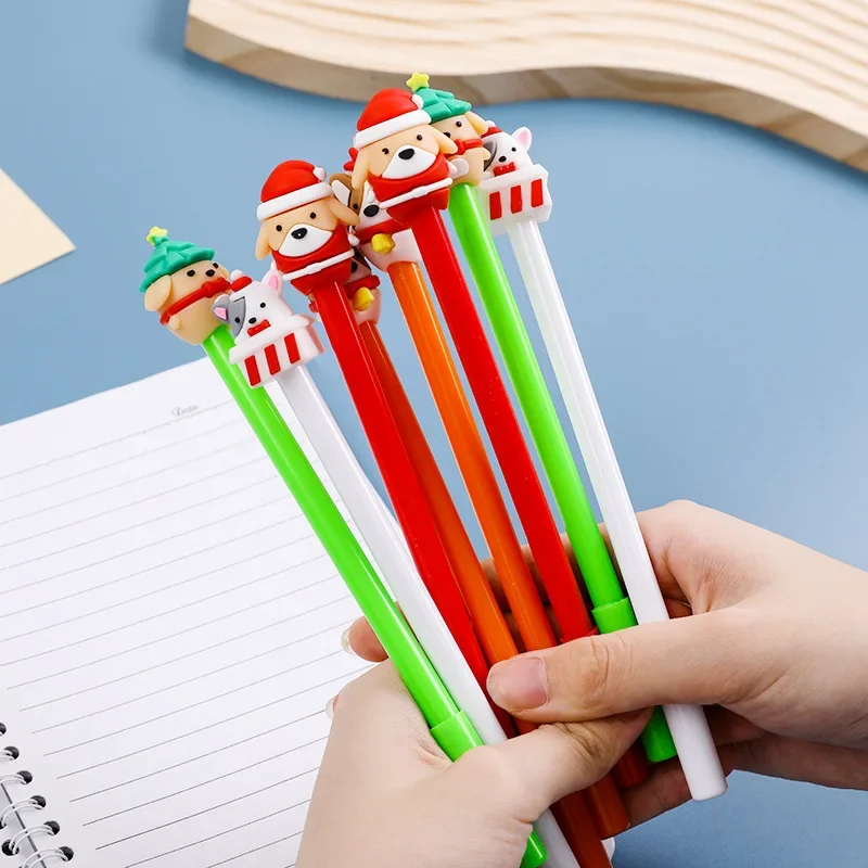 24Pcs Christmas animal styling three-dimensional gender-neutral pen, holiday student stationery office supplies