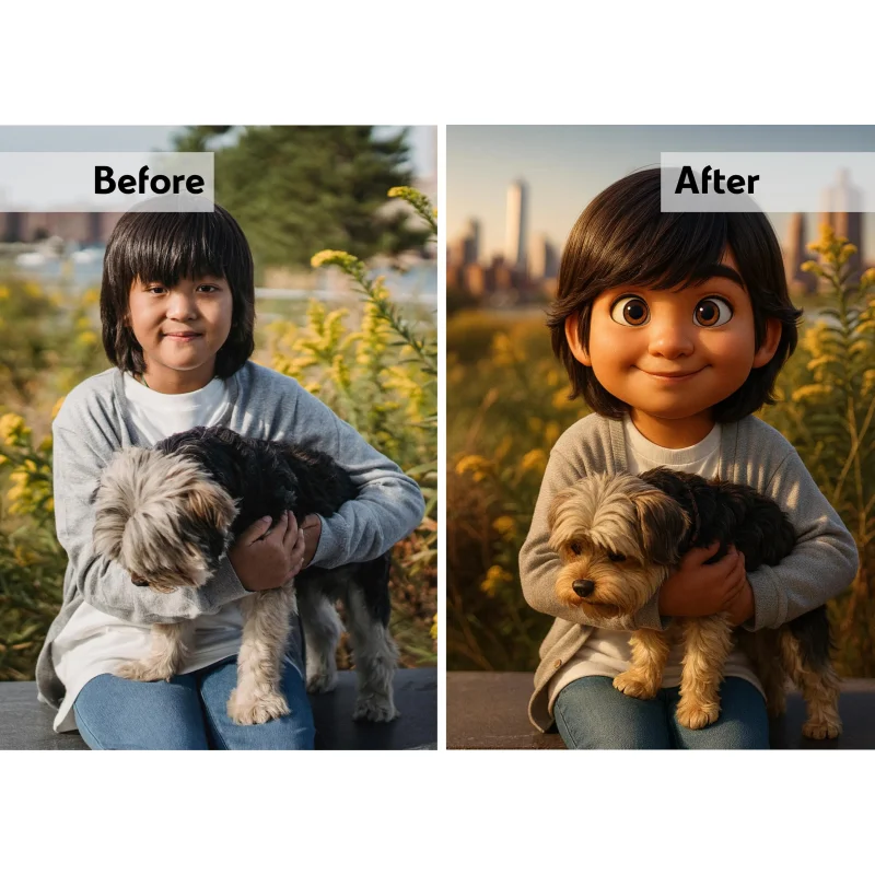 Custom Cartoon Canvas Art Personalized photo transformed into cartoony style vibrant anime design for birthday and holiday gifts