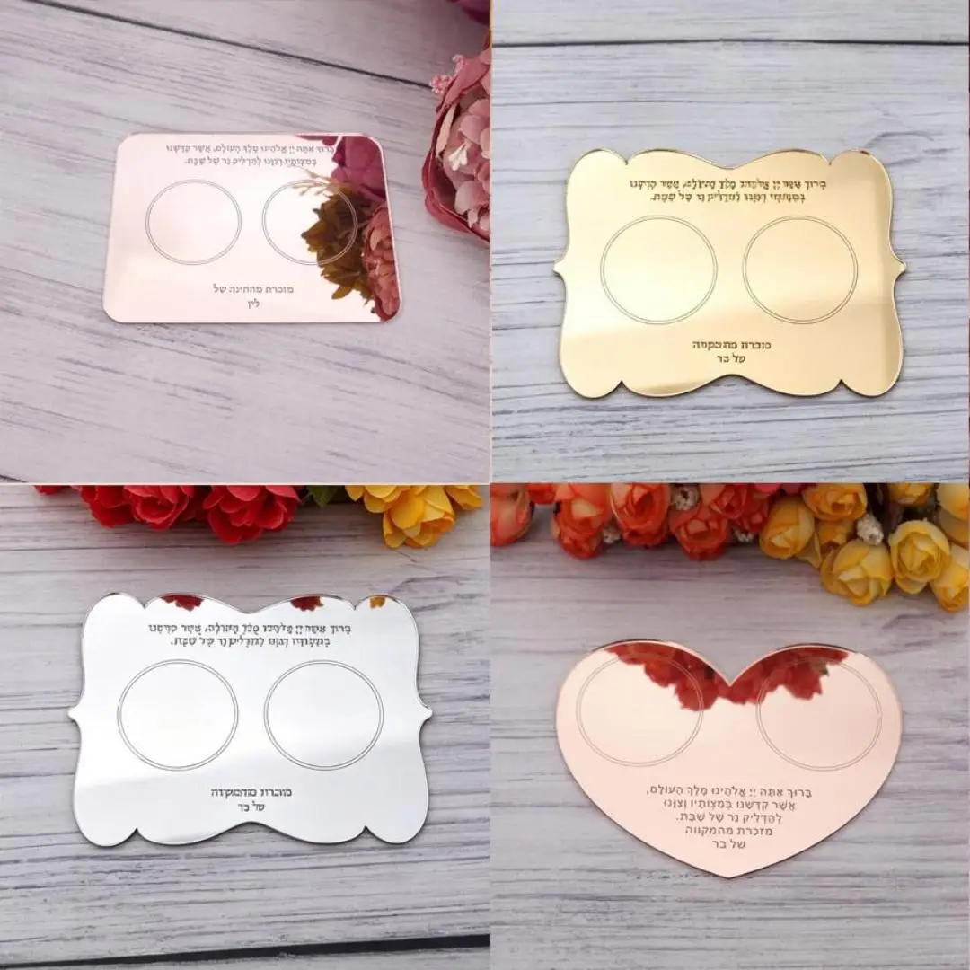 Miroir acrylique avec texte personnalisé, 3 Styles, cadeaux de mariage, bougeoir personnalisé, fête d'anniversaire, réception-cadeau pour bébé, décoration de Table