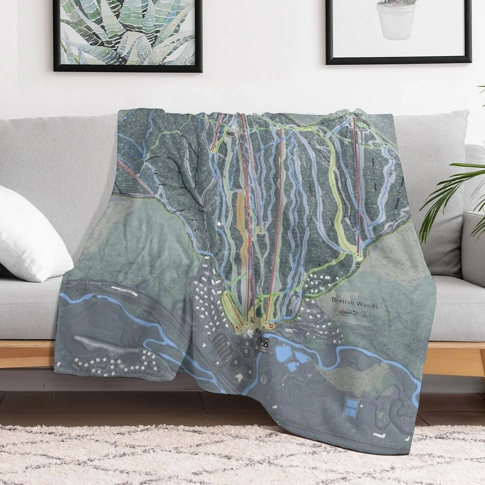 Bretton Woods Resort Trail Map Throw Blanket Plaid on the sofa for winter Luxury Thicken Blankets