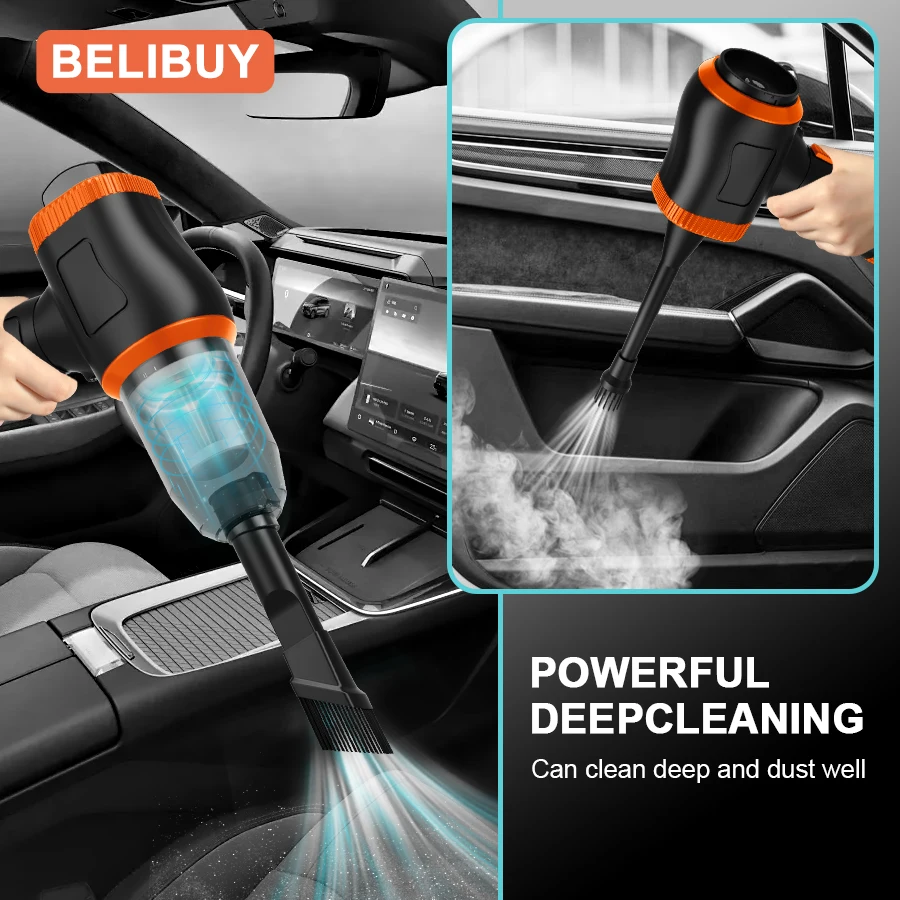 BELIBUY High Pressure Car Vacuum Cleaner Portable Handheld Mini Vacuum Cleaner Cordless Strong Suction Carpet Cleaner Machine