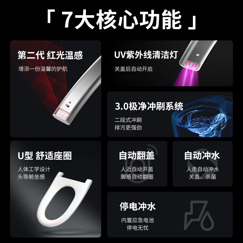 Jiumu High-end Fully Intelligent Toilet Fully Automatic Integrated Type Without Water Pressure Limit Light Smart Toilet Smart Ho