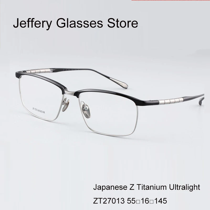 

Pure Titanium Large Size Half Glasses Frames Square Men Fashion Business Optical Eyewear Prescription Diopter Eyeglasses ZT27013