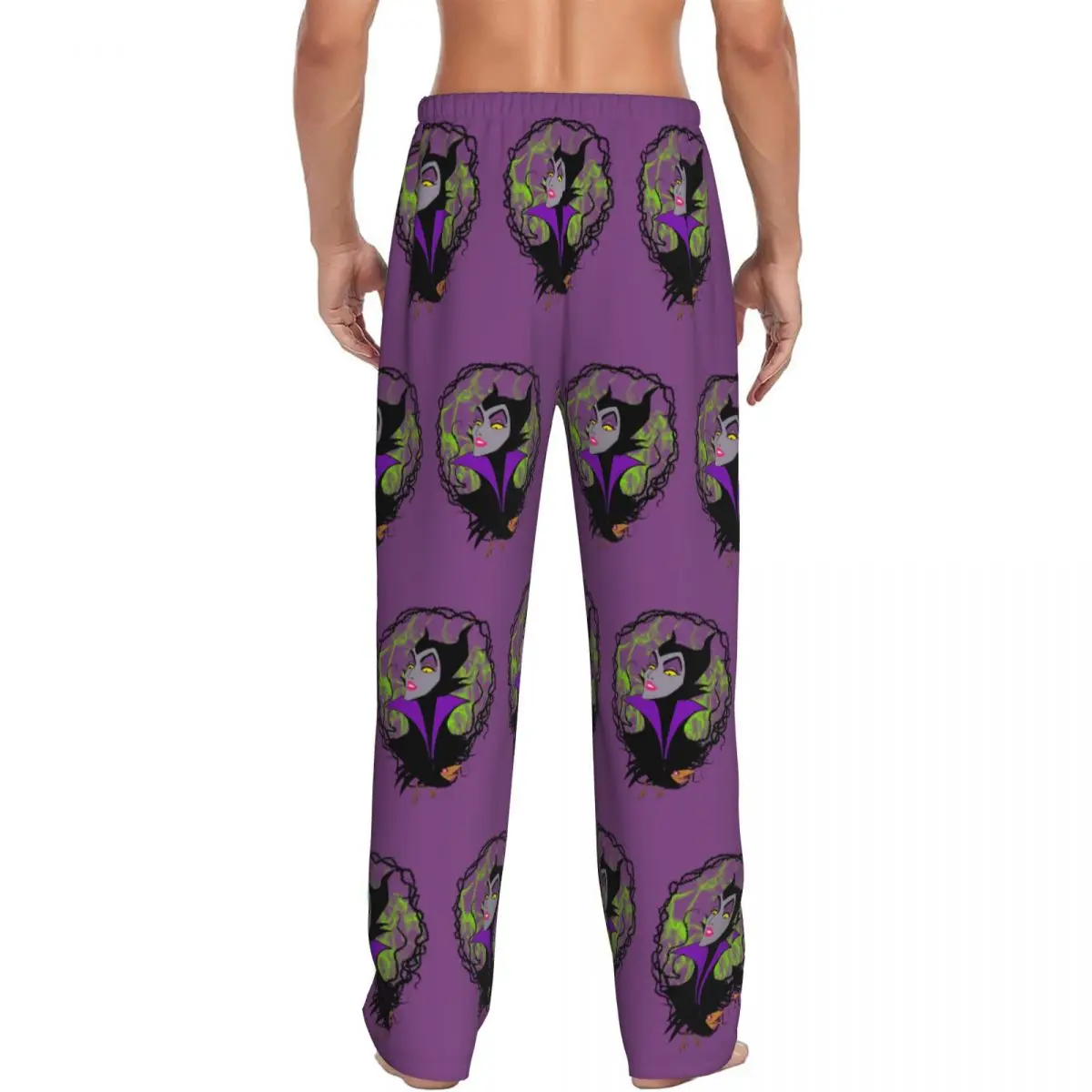 Calças de pijama maléficas com estampa personalizada, calças masculinas poderosas para dormir com bruxa e bolsos