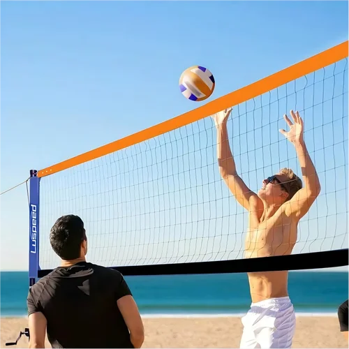 Imagen 2 del producto Red de voleibol portátil para interiores y exteriores, voleibol y bádminton, ¡adecuada para patio trasero, uso interior/exterior! (excluyendo el soporte)