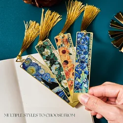 1 pc Retro Floral Painting Metal Bookmark Hollow Bronzing Bookmark With Tassel For Book Club Reader Writers Book Lovers Students