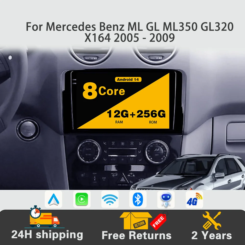 

Android 14 Car Radio Multimedia Navigation Player GPS Carplay 4G HDR Screen For Mercedes Benz ML GL ML350 GL320 X164 2005 - 2009
