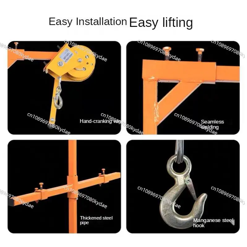 1200 Lb Manual Stainless Steel Lifting Crane Self-Locking Winch for Outdoor AC Installation Construction Use