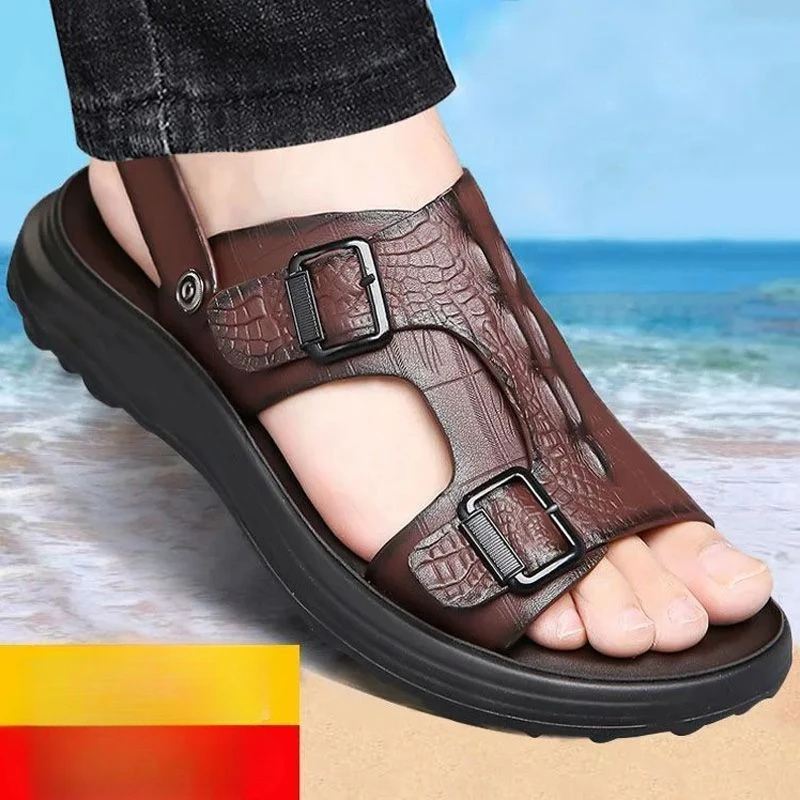 

Men's Driving Sandals - Waterproof Anti-Slip Soft Sole Beach Shoes, Summer Indoor/Outdoor Dual-Use Comfort Slide Flip Flops