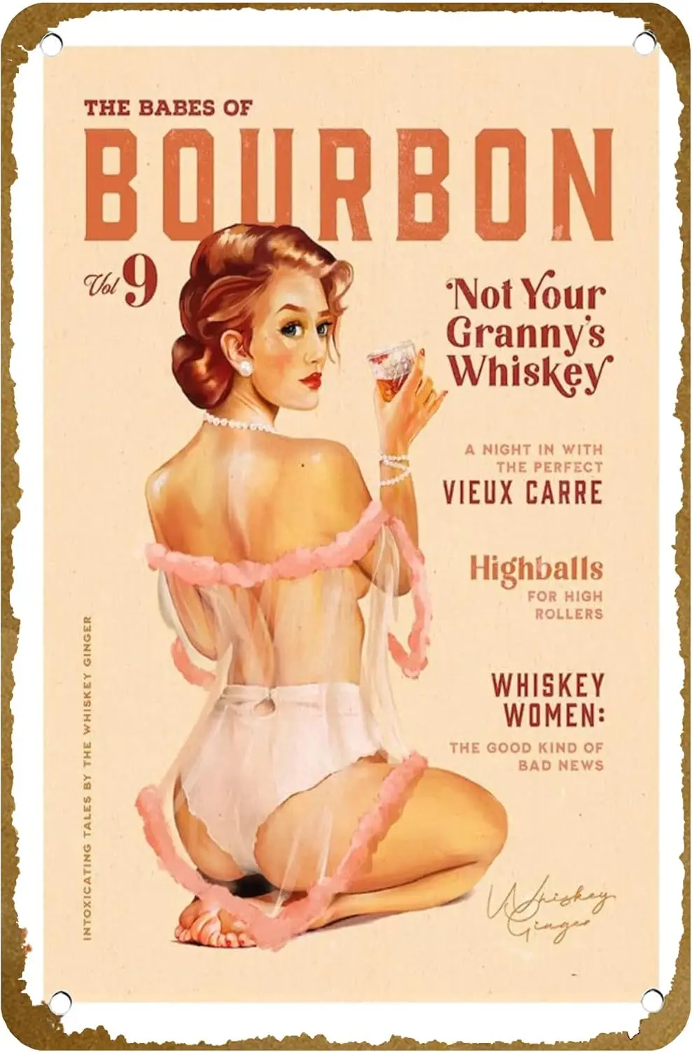 Babes Of Bourbon Vol 9 Not Your Grannys Whiskey Poster Vintage Metal Tin sign Logo Family Club Bar Cafe Bedroom Art Wall Decorat