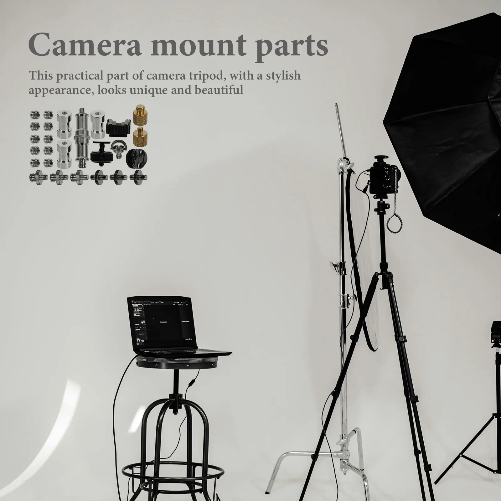 

1 set Camera Mounting Screws 1/4 to 3/8 Double Head Tripod Screw Set Silver Sturdy Alloy Wear Resistant Easy Installation