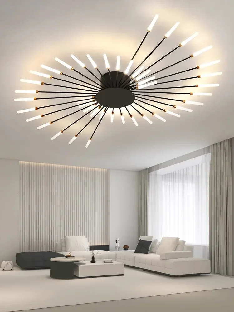 Modern Living Room LED Ceiling Lamps Nordic Bedroom Led Ceiling Lights Minimalism Gold Black Fireworks Chandelier Light Fixtures