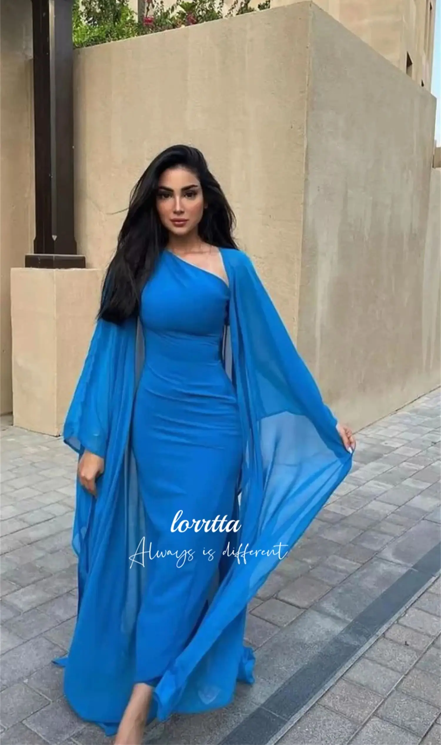 Lorrtta Customized Evening Dress Party Blue Chiffon Dresses for Special Events Robe De Soiree Femmes Ball Gowns Prom فساتين سهرة