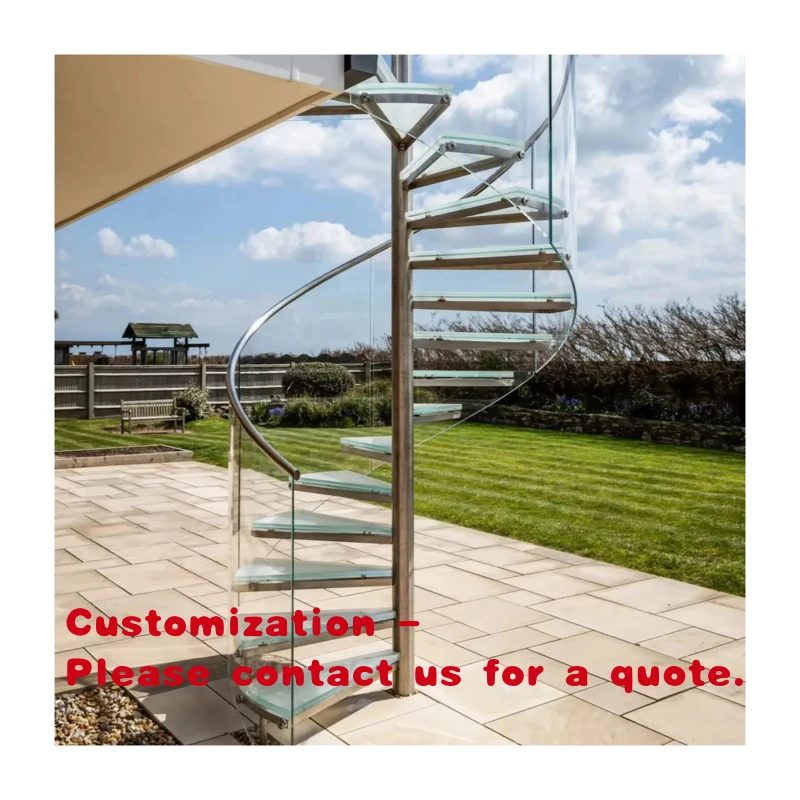 custom.Modern Design Outdoor Stair Easy Installment Center Beam Tempered Glass Steps Glass Stairs Glass Railing Foshan Fa
