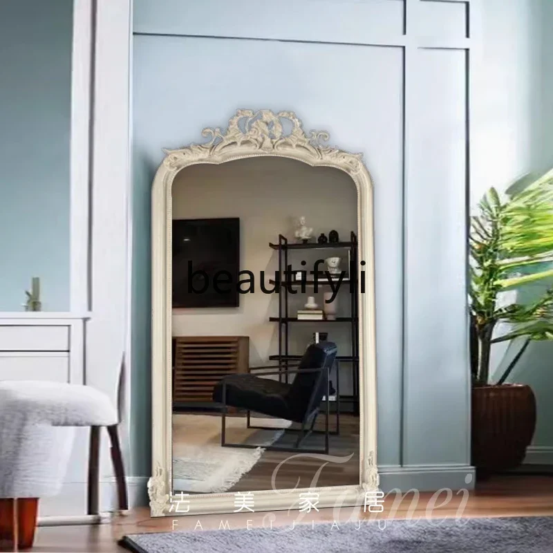

French retro carved full-length mirror household full-length mirror large-size fitting floor mirror B03