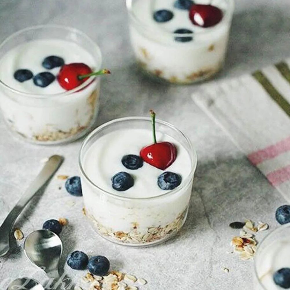 

4Pcs Pudding Cups 200ml Thick Sturdy Dessert Display Snack Storage Packaging Reusable Rounded Dessert Party Pastry Cups