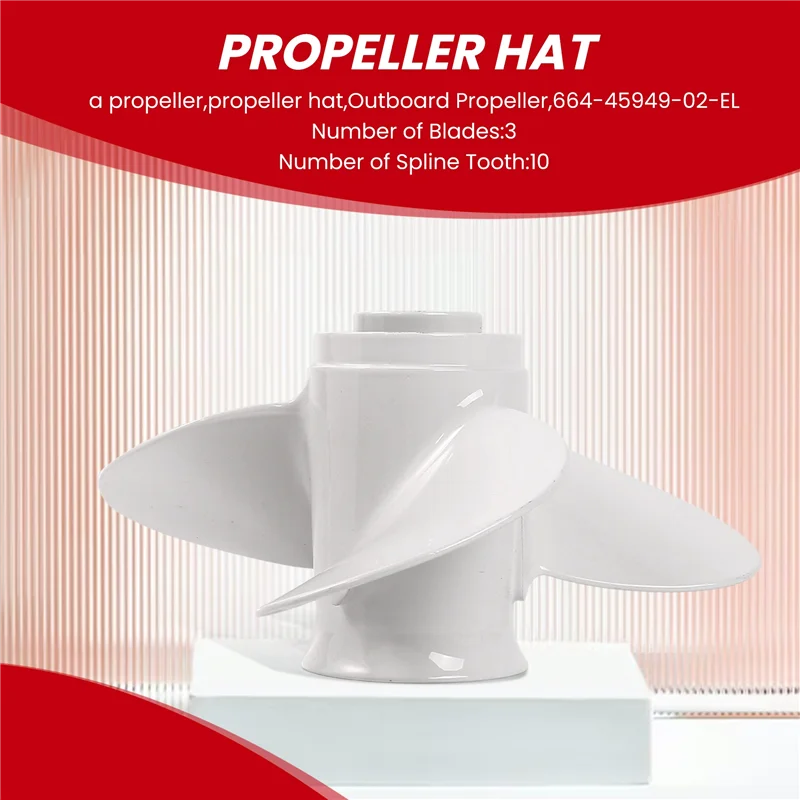 

AU34-664-45949-02-El Marine Boat Outboard Propeller 9 7/8 X 13 For 20-30Hp Right-Hand Rotation 3 Blades White