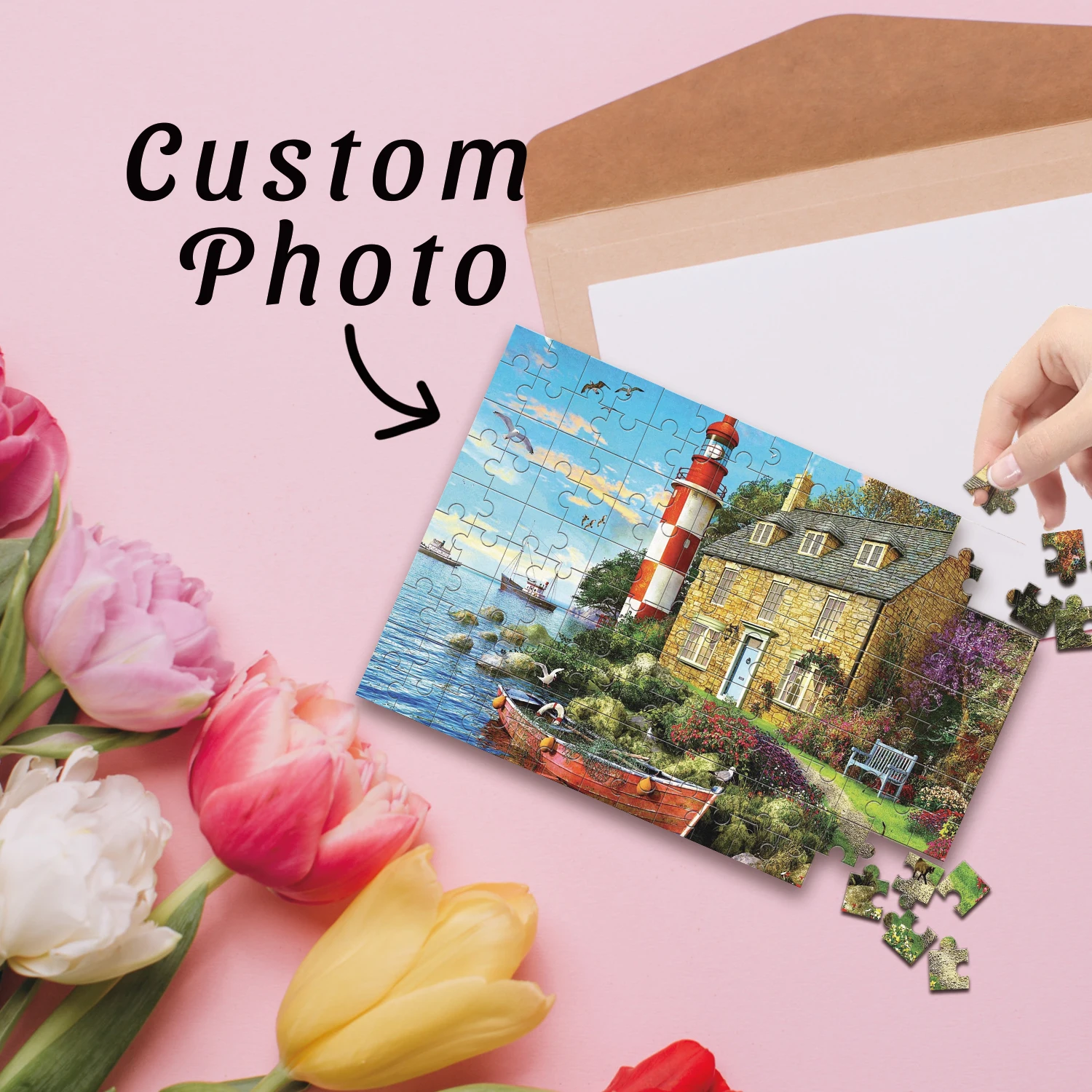 35/150/300/500/1000pcs Coastal Castle Personalised Decompression Puzzles Jigsaw puzzle Custom DIY Personalised Photo Puzzles