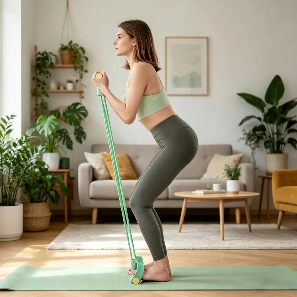 4/6-Tube Elastic Yoga Pedal Puller Resistance Band Manual Tension Rope for Abdomen Arm Leg Pedal Resistance Bands with Handle