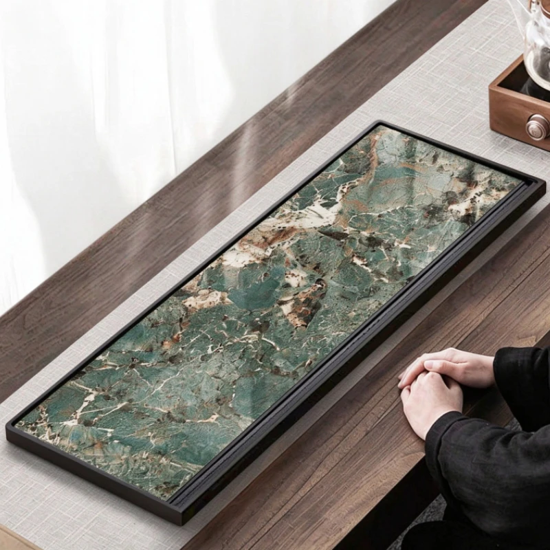 Natural Wujin Stone Tea Tray Whole Piece Stone Cha Hai Luxury Simple Rock Slab Tea Table for Home Office Kung Fu Teaware