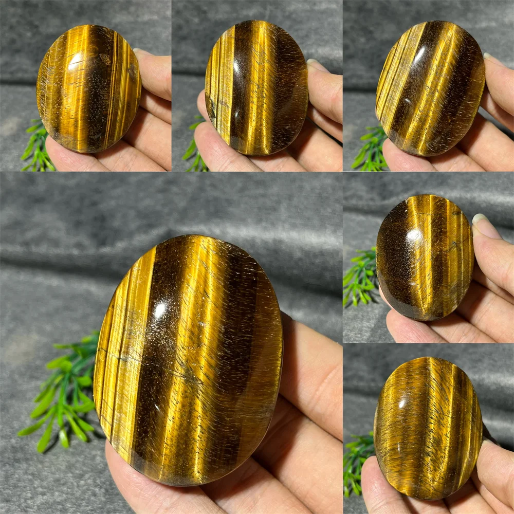 Tiger Eye Yellow Plam Stone Quartz Crystal Natural Energy Compress Massage Mineral Healing Gem Play Home Decoration Polished