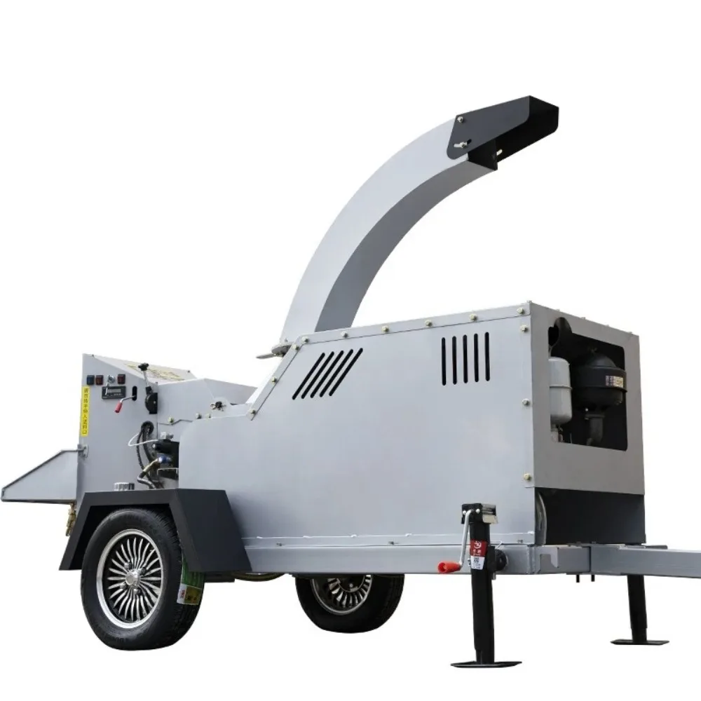 Mobile Wood Chipper Large Branch Leaf Shredder Multifunctional Garden Orchard Wood Crusher