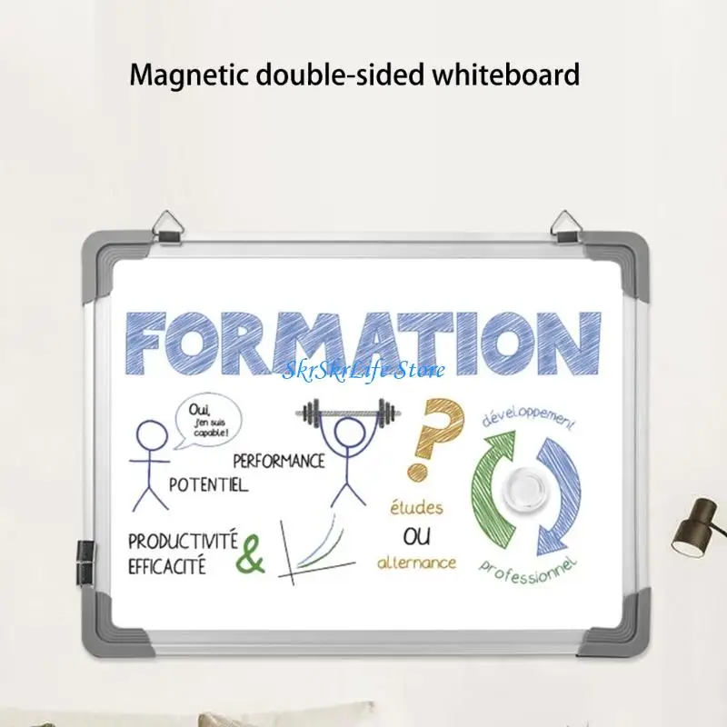 

E65E Double Purpose Whiteboard Chalkboard Aluminum Frame Wall Mounted Erasable Board 30x40cm For School Or Office