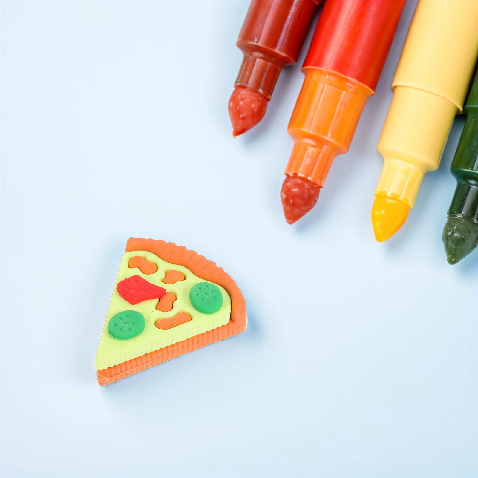 

30Pcs Cartoon Triangle Pizza Erasers Supplies Classroom Prizes Rewards Mini Food Erasers for Bulk Prizes