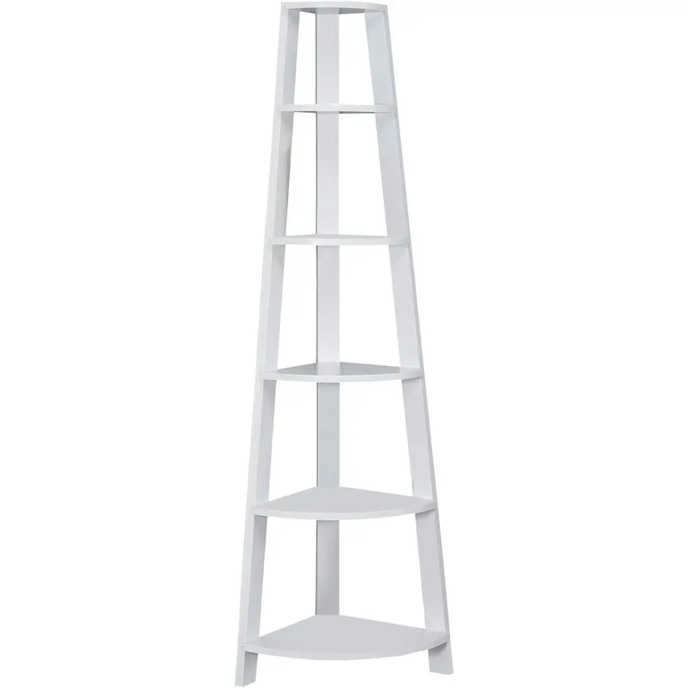 

Contemporary 5-Tier White Laminate Bookshelf, 72 High for Office or Bedroom