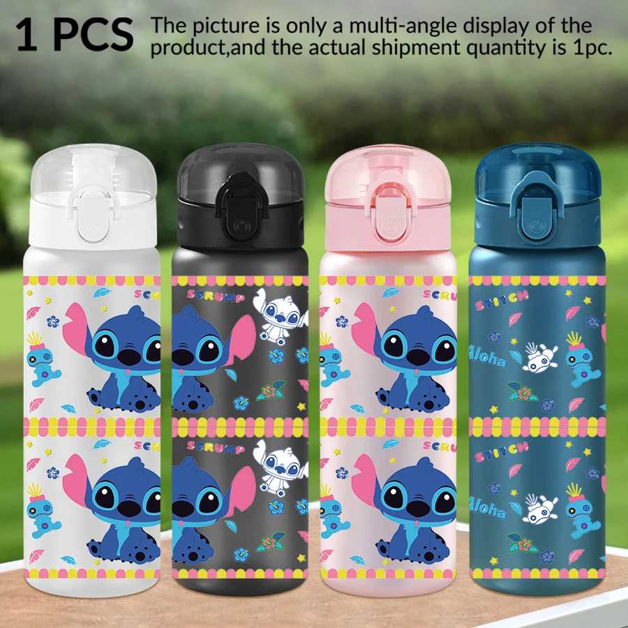 

1 шт., пластиковая бутылка для воды Disney Stitch Angel с узором 26 унций, спортивная чашка для воды на открытом воздухе, подарок на день рождения/сзад в школу