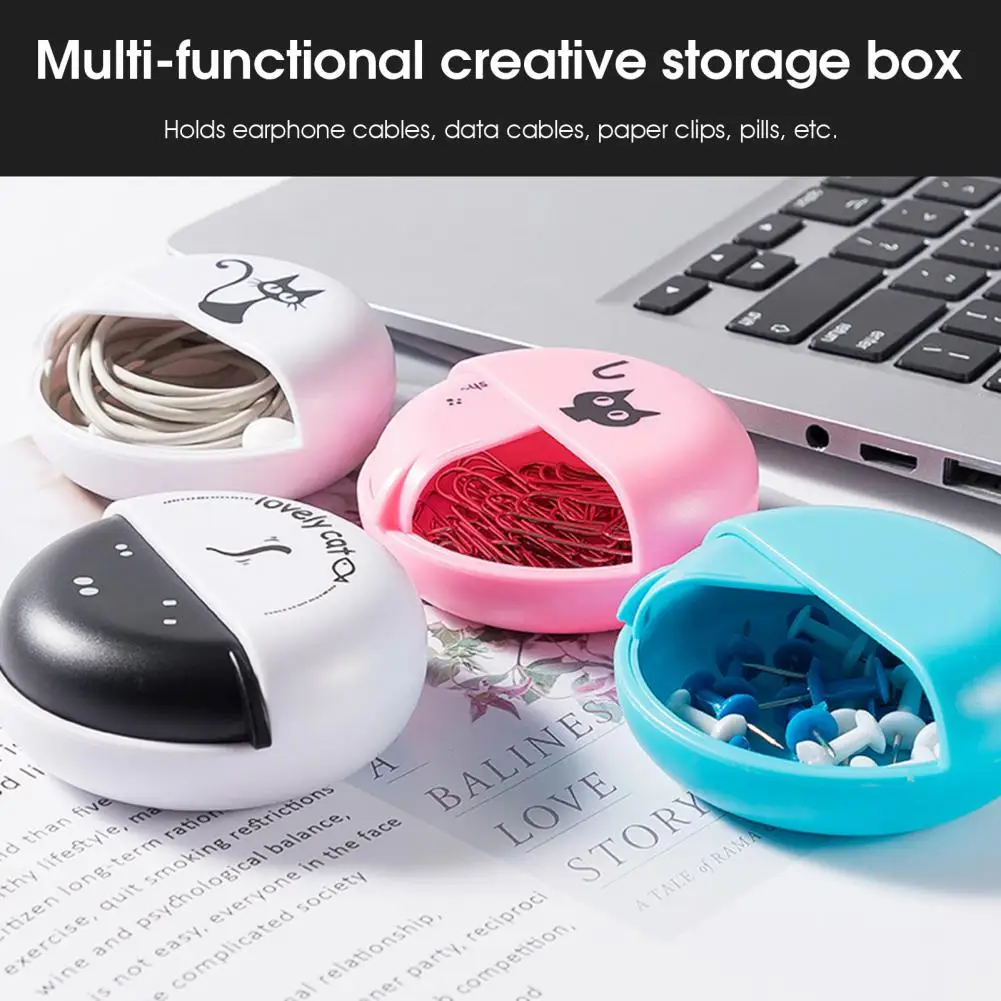 Earphone Holder Portable Earphone Storage Box Pressure-resistant Cartoon Wire Cable Rotating Carry Pouch Anti-loss