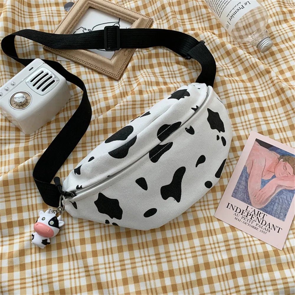 Coreano INS Animal Accessories Girl Canvas Cow Cross-Body Chest Bag donna Harajuku Style Versatile Luxury Cute Student marsupi