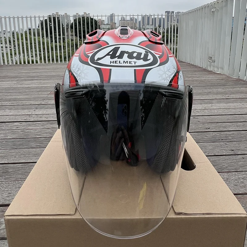 3/4 Open Face Helmet SZ-R EVO Motorcycle Helmet HAGA Red Flame Summer Jet Scooter Motobike Half Helmets Cascos Para Moto